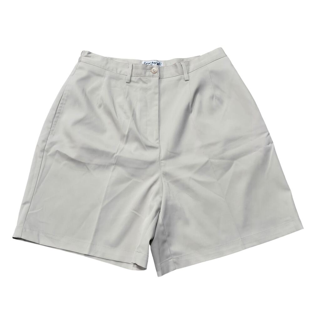 Coral Bay Golf Khaki Mid Rise Pleated Shorts